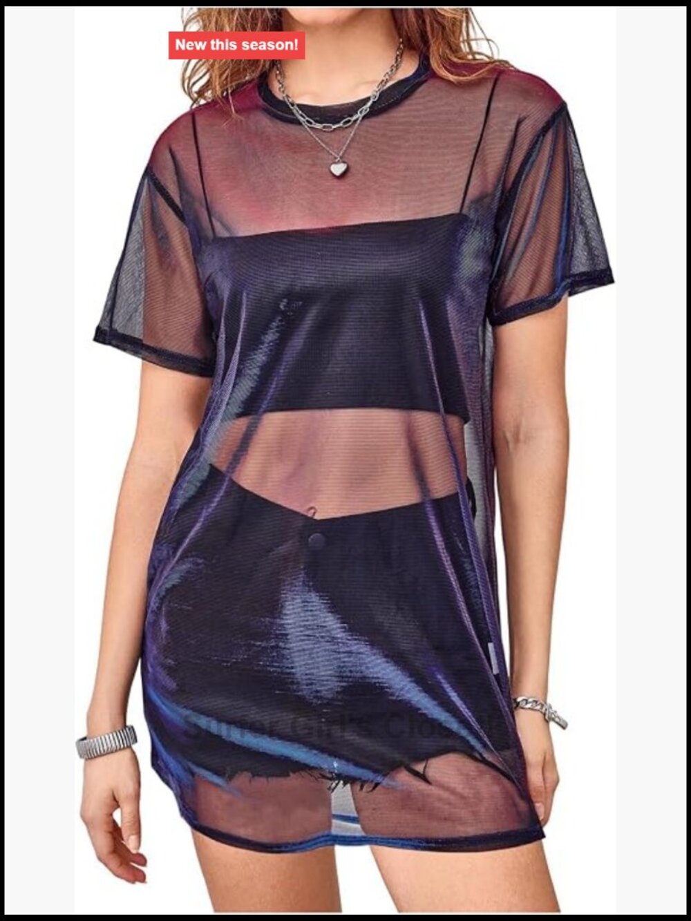 Sheer Mesh Club Dress Short Sleeve Night Out Party